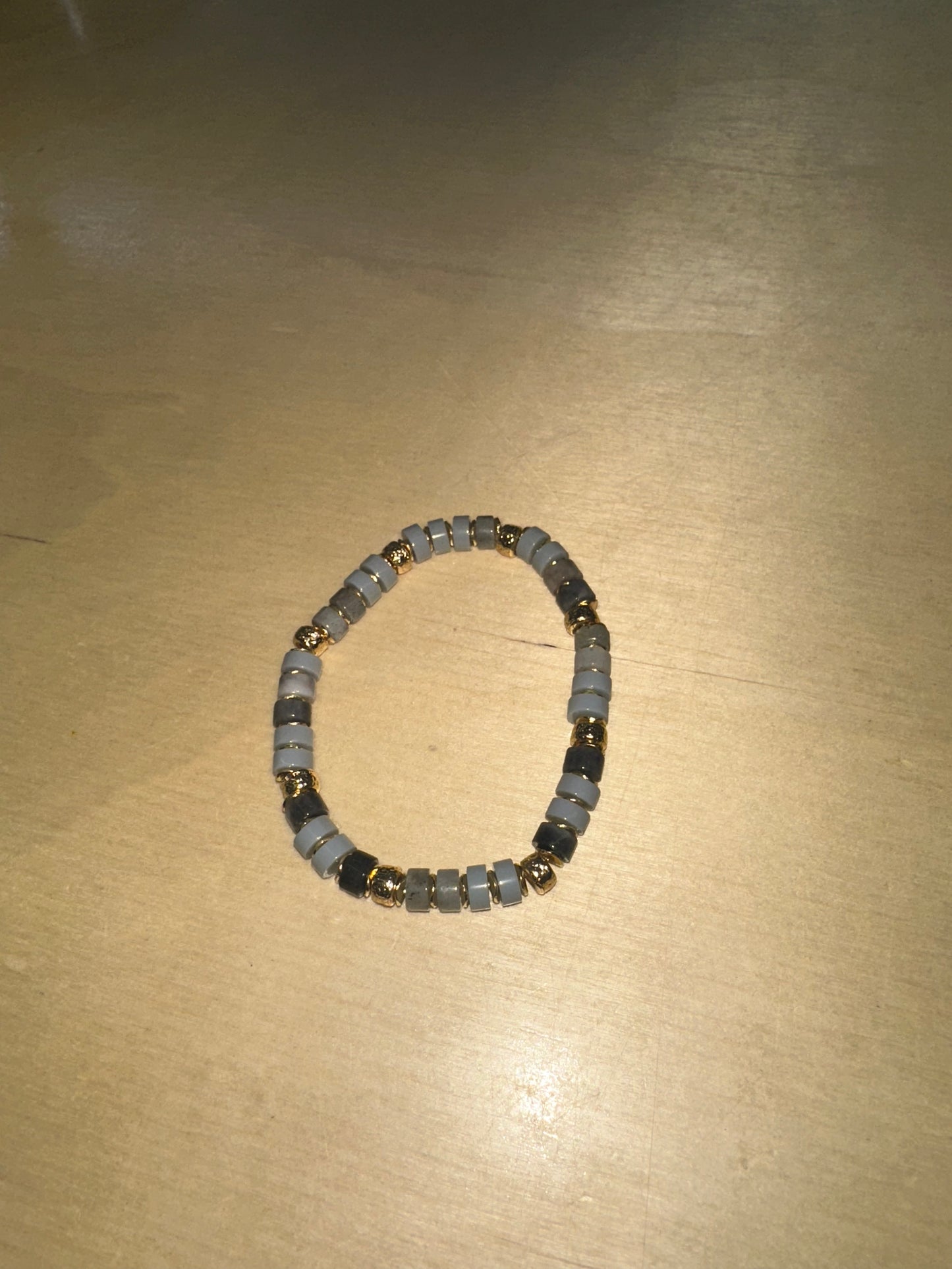 Glass Beaded Bracelet in Grey