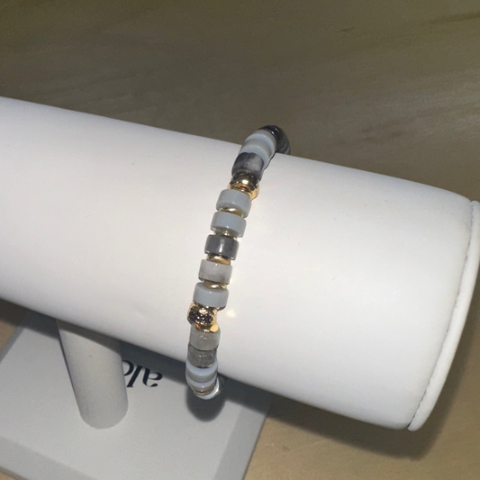 Glass Beaded Bracelet in Grey