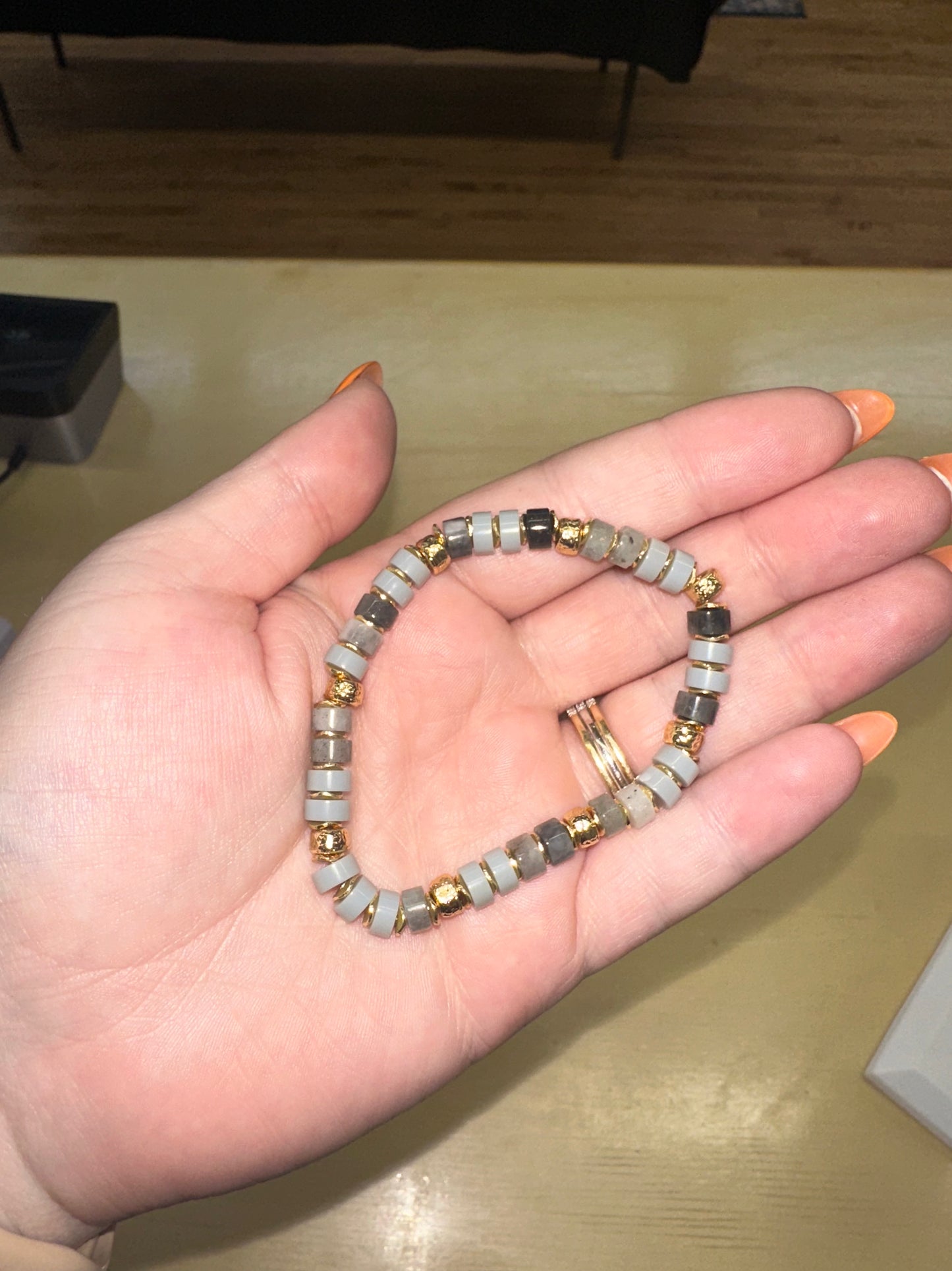 Glass Beaded Bracelet in Grey