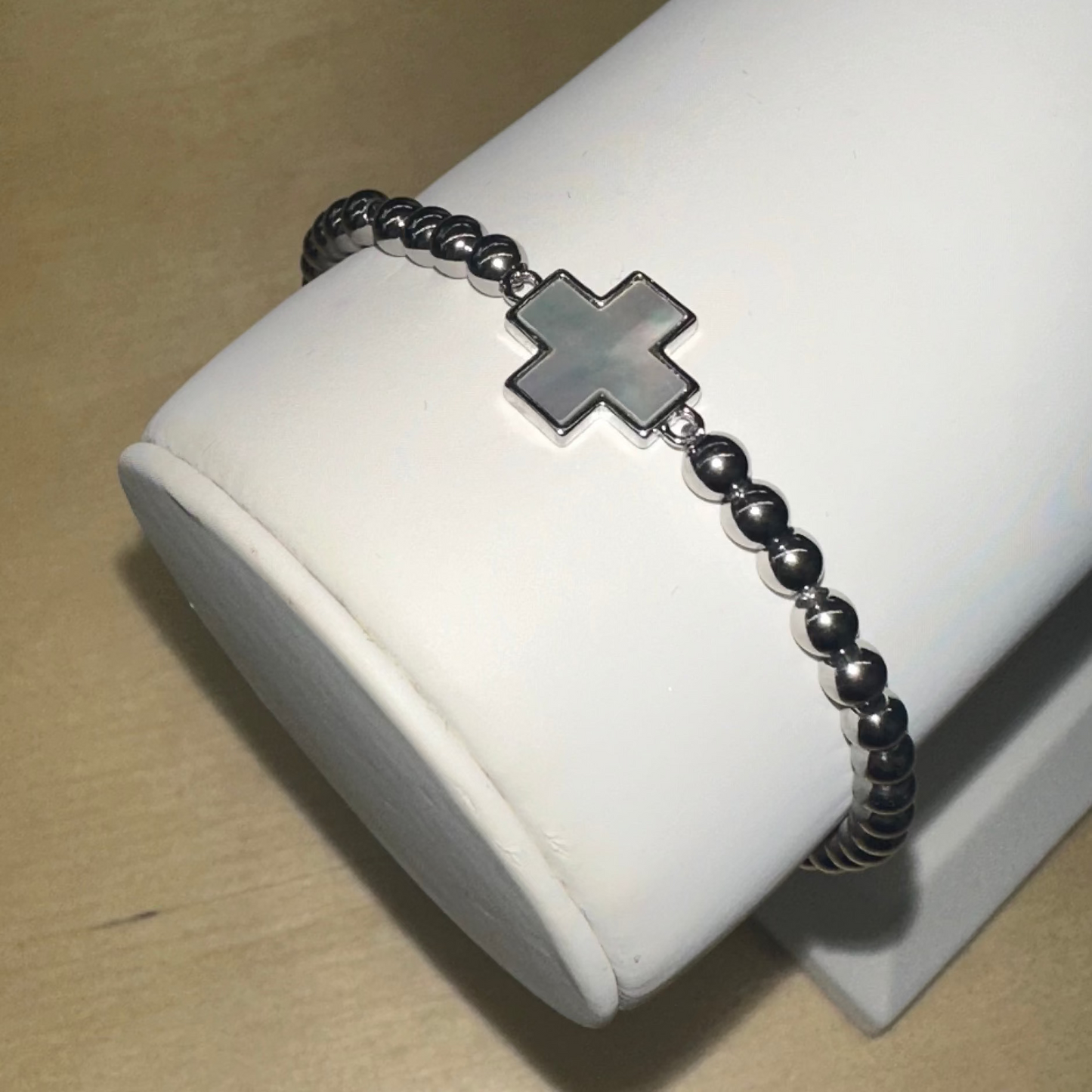 Stainless Steel Danty Plus Sign Bracelet in Silver