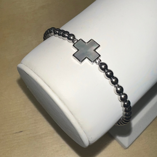 Stainless Steel Danty Plus Sign Bracelet in Silver