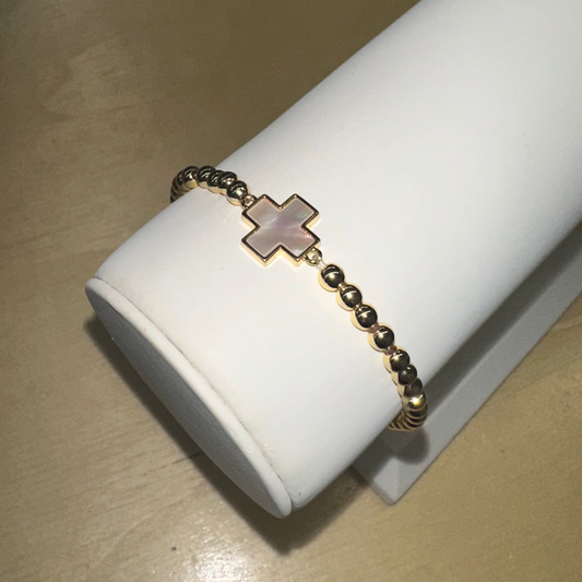 Stainless Steel Danty Plus Sign Bracelet in Gold