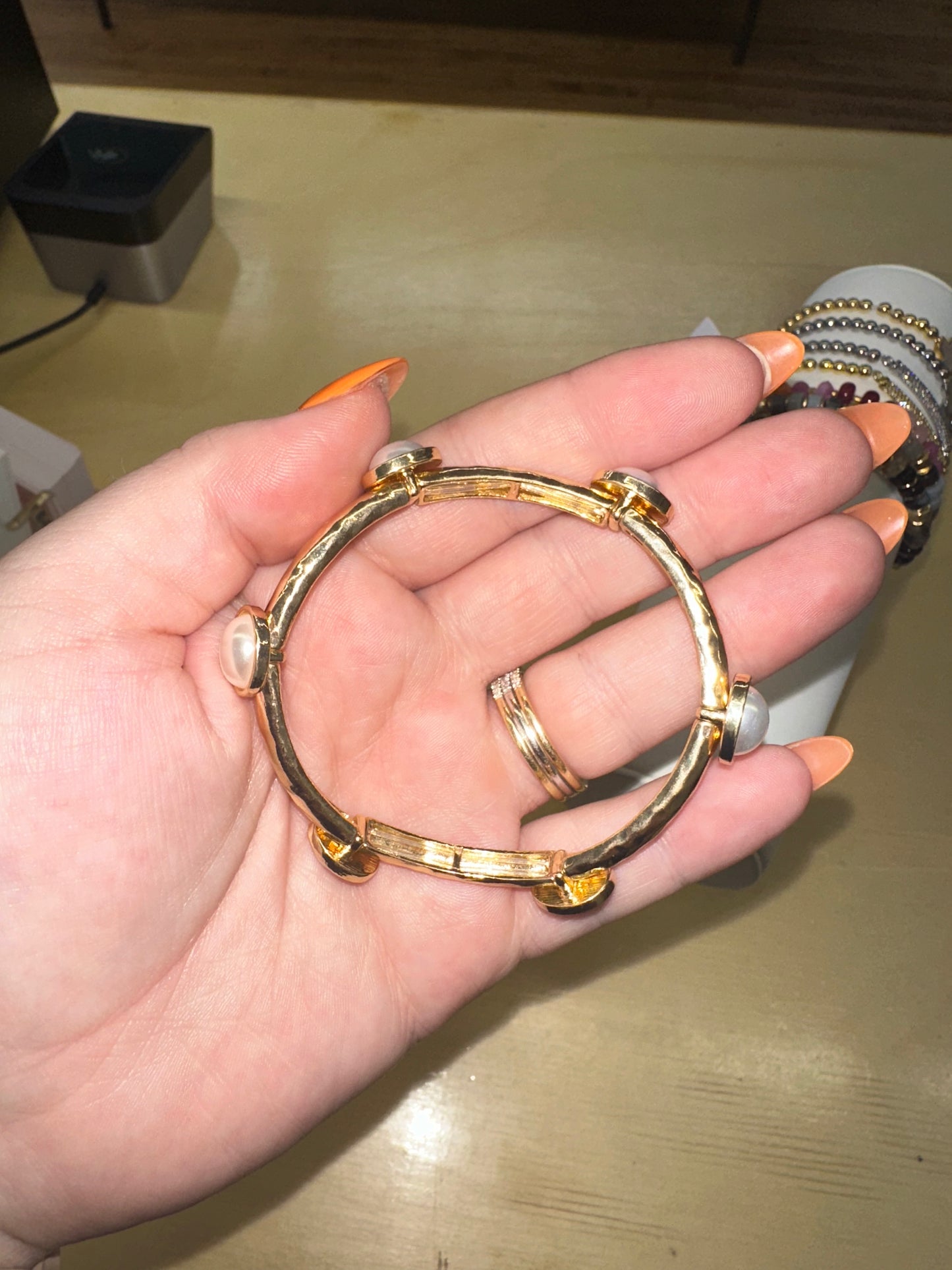 Stretch Pearl Bangle Bracelet
