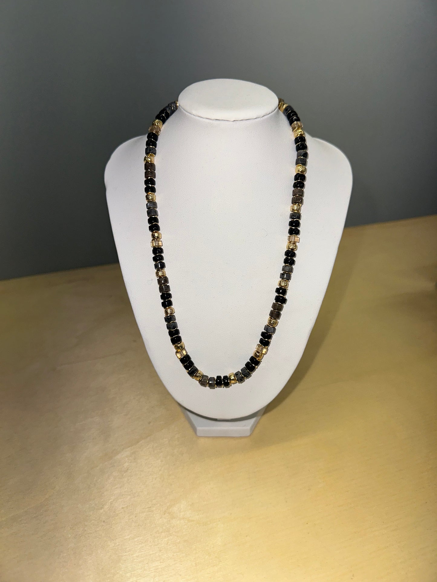 Glass Beaded Necklace in Black