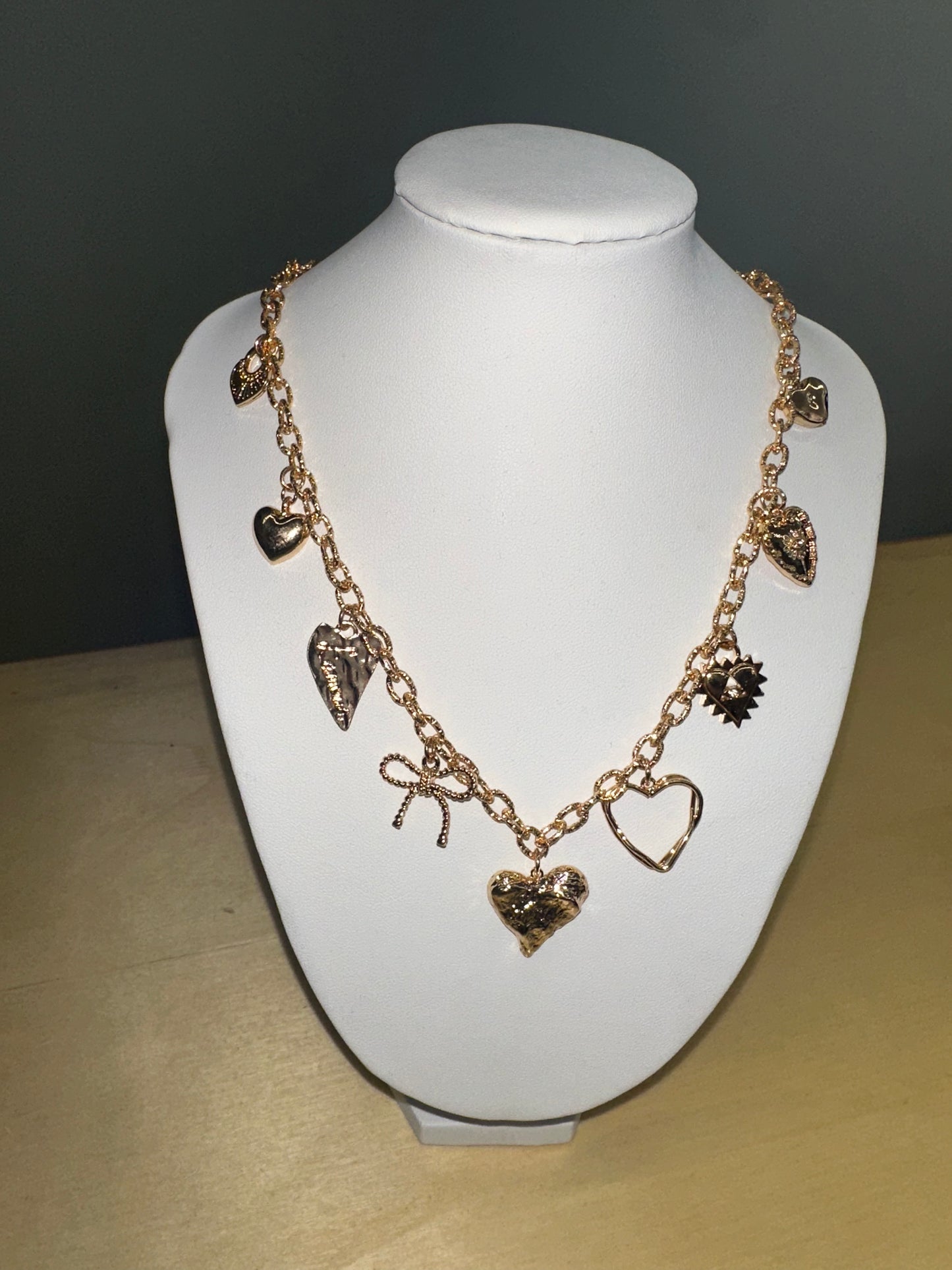 Charm Necklace with Hearts