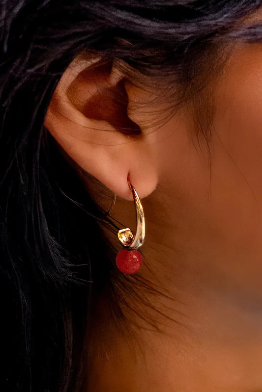 Heirloom Hoops with Carnelian Bead