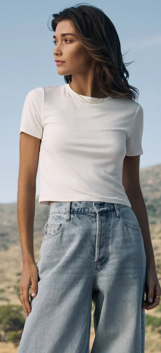 Second Skin Cropped Tee in White