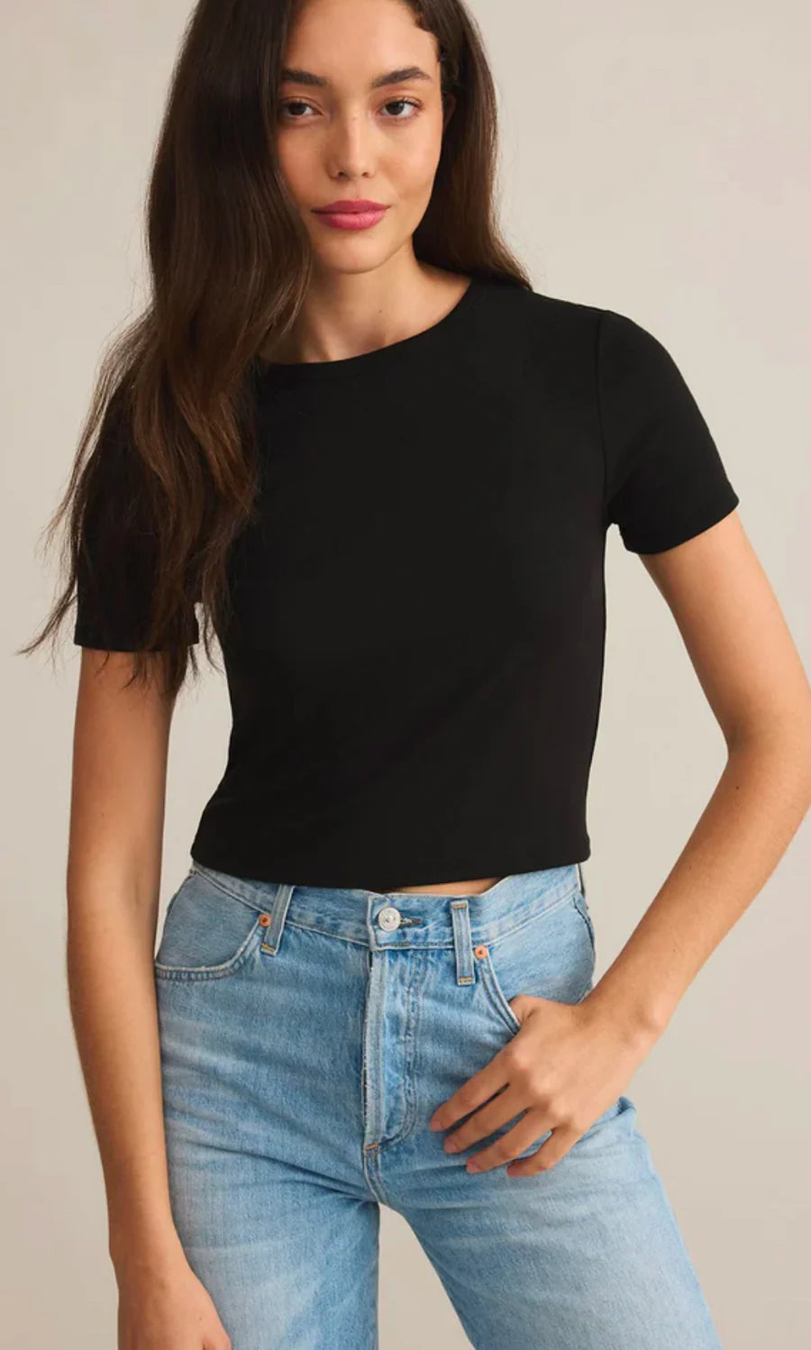 Second Skin Crew Top in Black