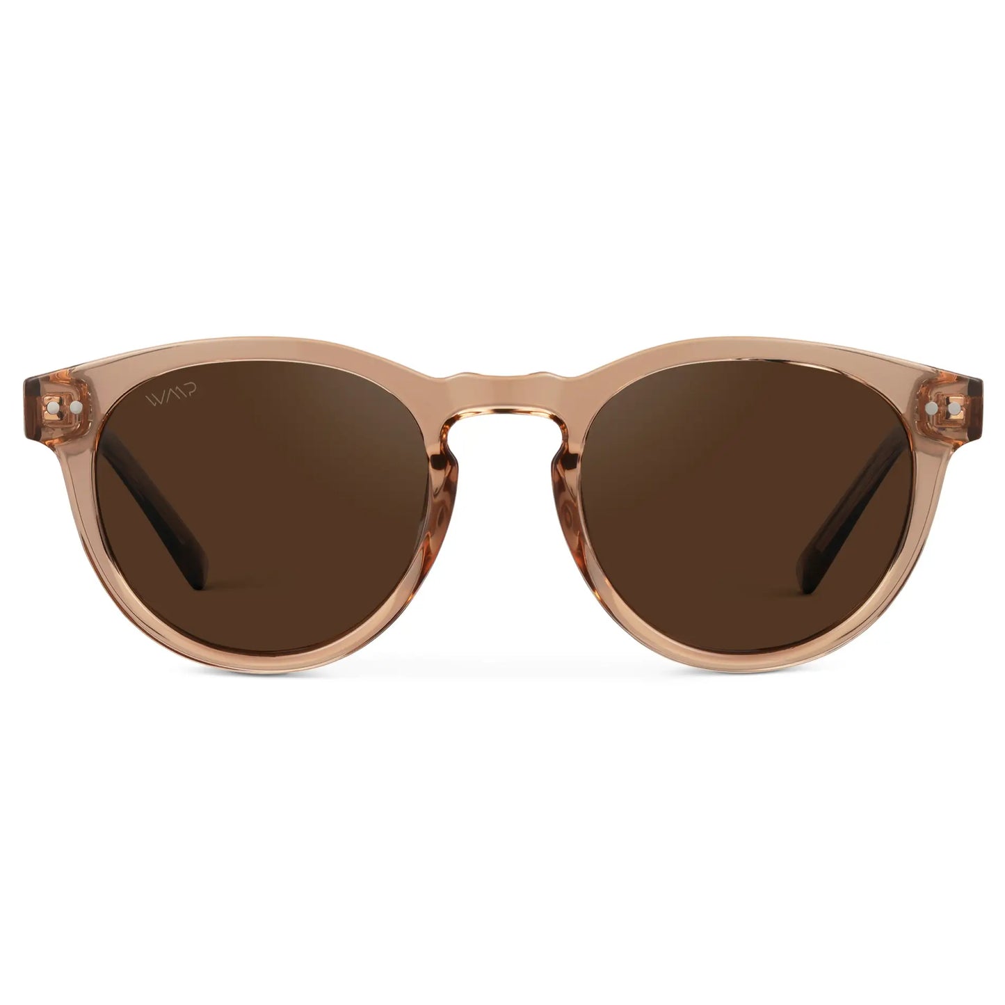 Tate Classic Round Retro Acetate Polarized Sunglasses in Light Brown