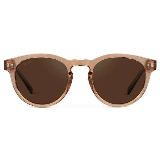 Tate Classic Round Retro Acetate Polarized Sunglasses in Light Brown