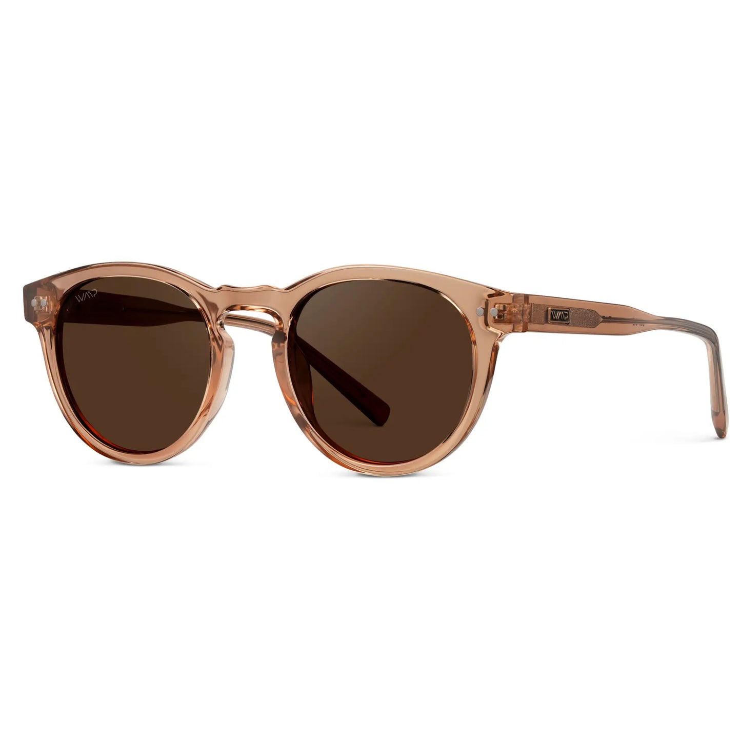 Tate Classic Round Retro Acetate Polarized Sunglasses in Light Brown
