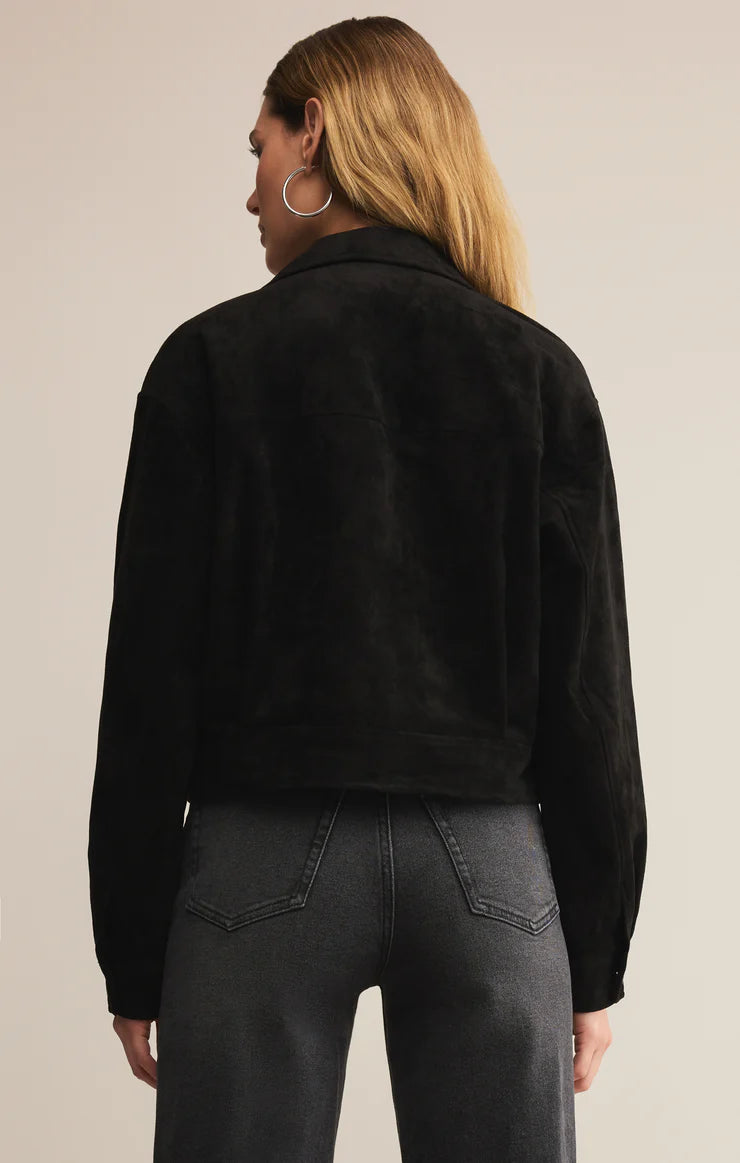 Heritage Faux Suede Jacket in Black