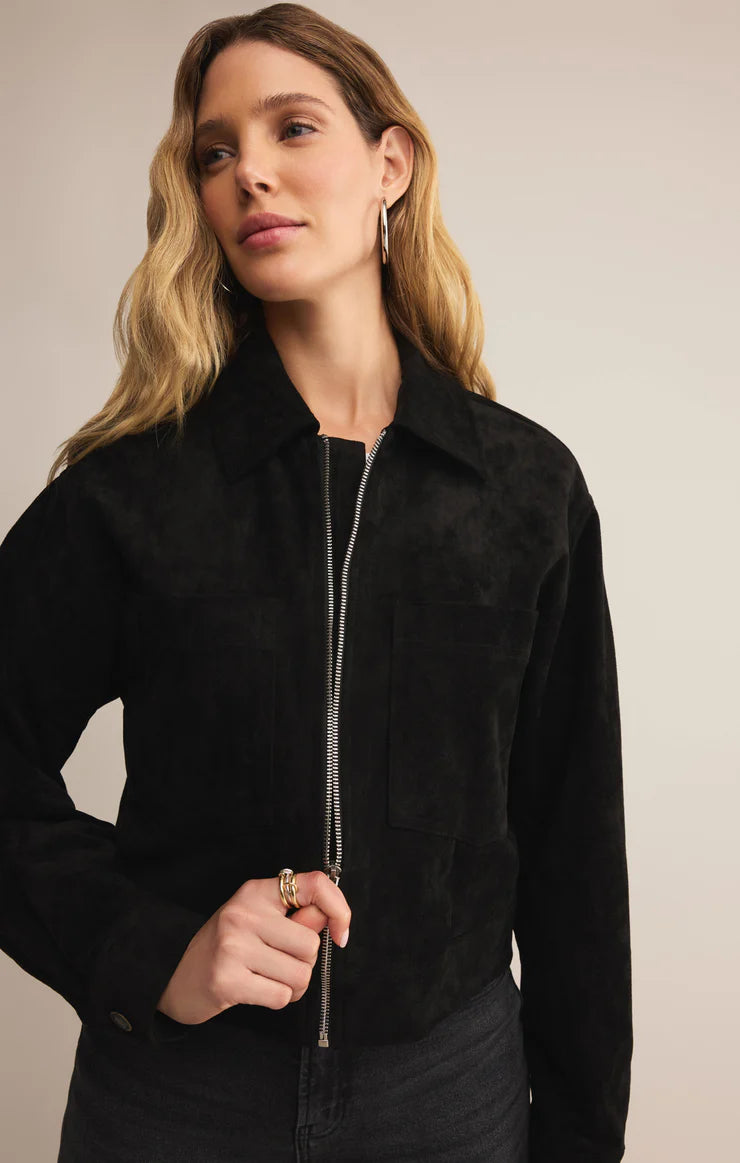 Heritage Faux Suede Jacket in Black