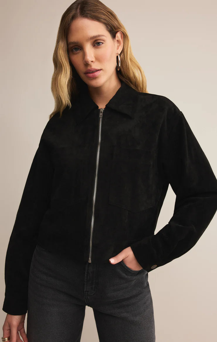 Heritage Faux Suede Jacket in Black
