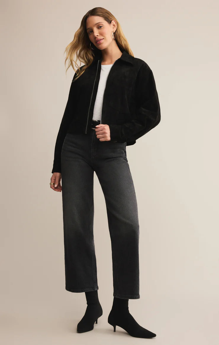 Heritage Faux Suede Jacket in Black