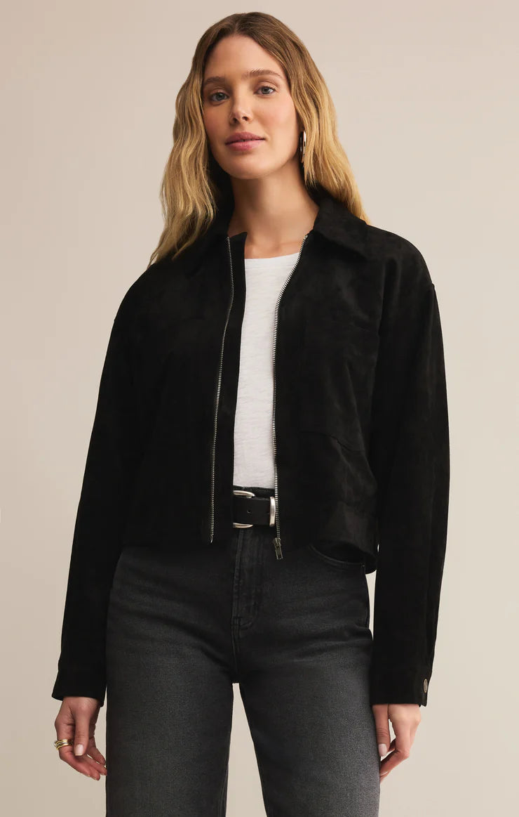 Heritage Faux Suede Jacket in Black