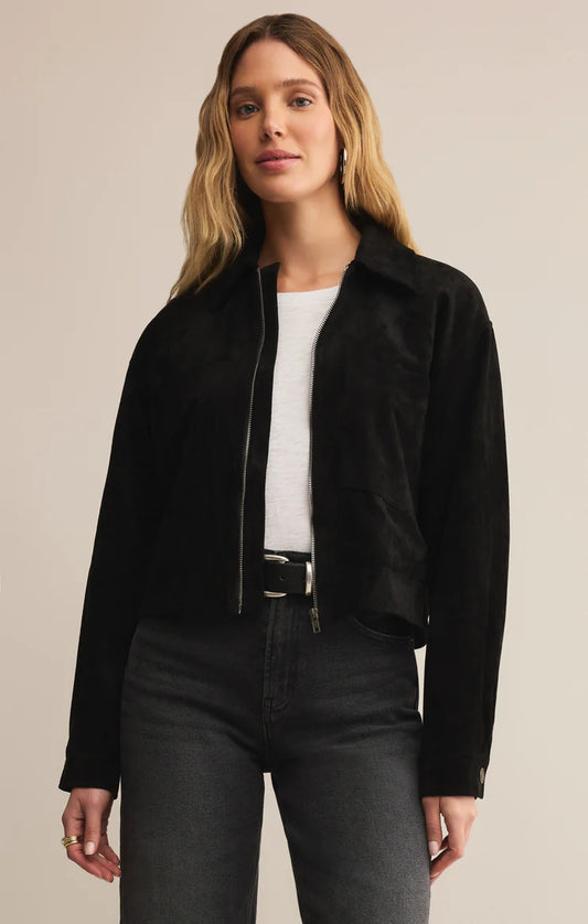 Heritage Faux Suede Jacket in Black