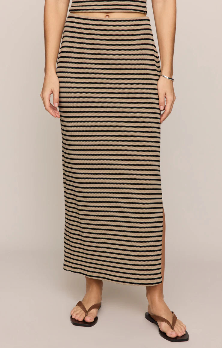 Ainslie Striped Midi Skirt in Putty