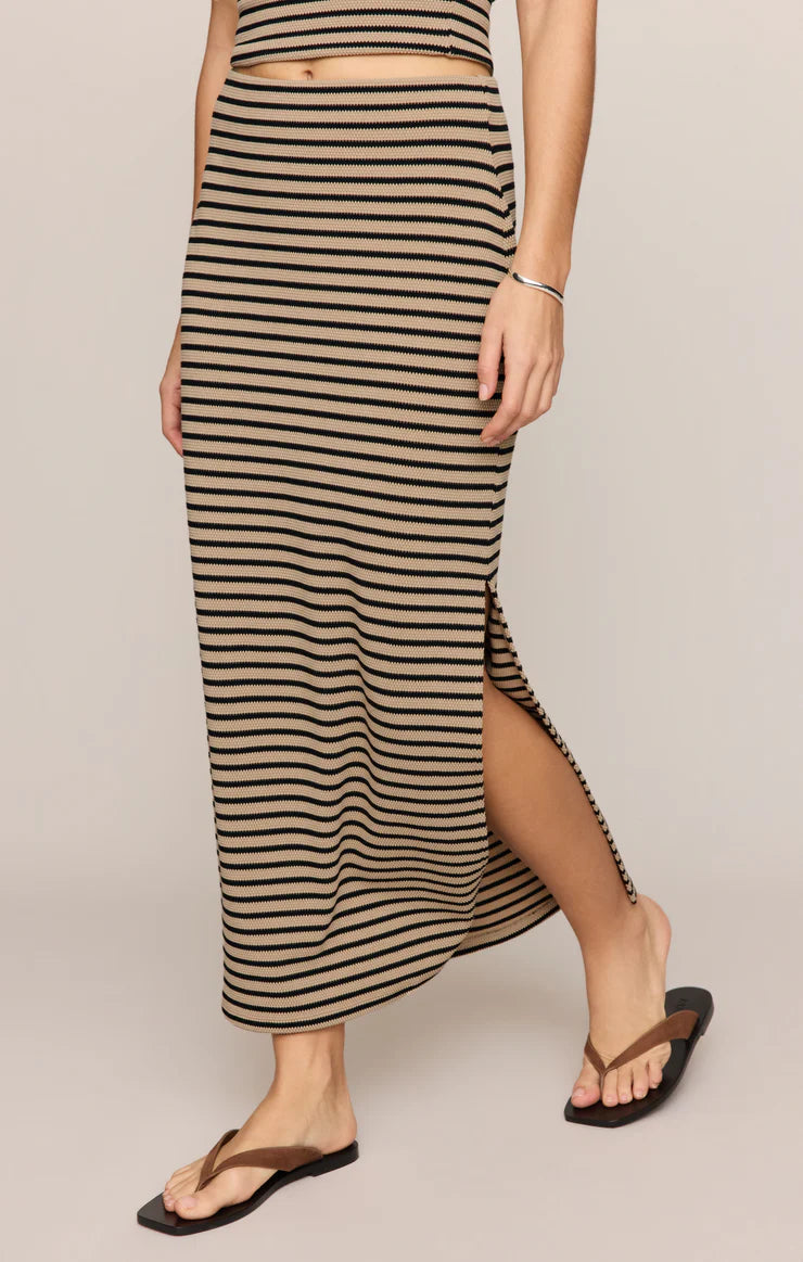 Ainslie Striped Midi Skirt in Putty