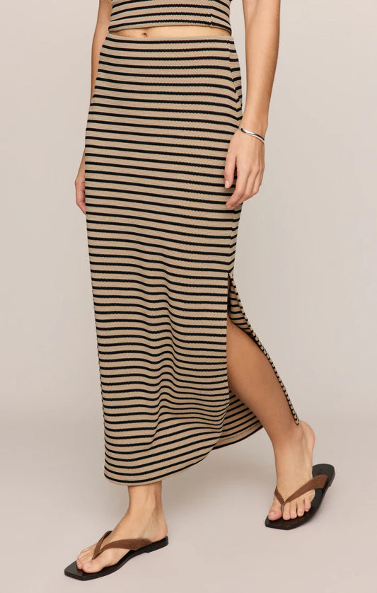 Ainslie Striped Midi Skirt in Putty