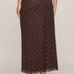 Eda Polka Dot Mesh Midi Skirt Dark Chocolate