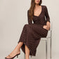 Eda Polka Dot Mesh Midi Skirt Dark Chocolate