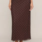 Eda Polka Dot Mesh Midi Skirt Dark Chocolate