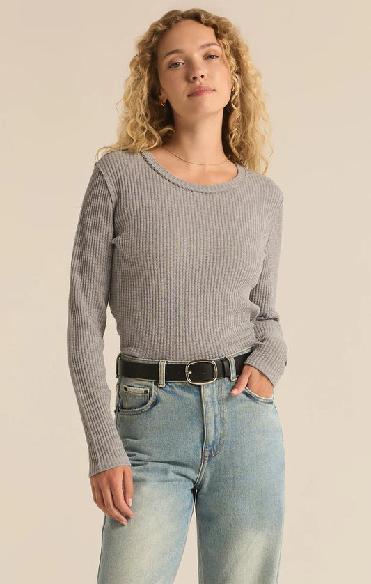 Arlet Thermal Long Sleeve Top in Heather Grey