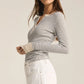Scarlett Stripe Rib Henley