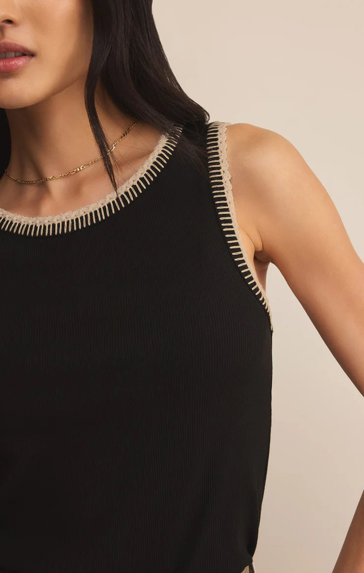 Social Whipstitch Tank in Black