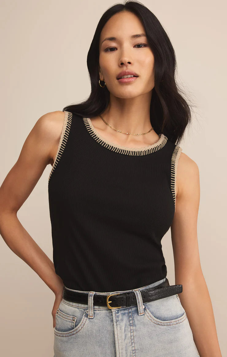 Social Whipstitch Tank in Black