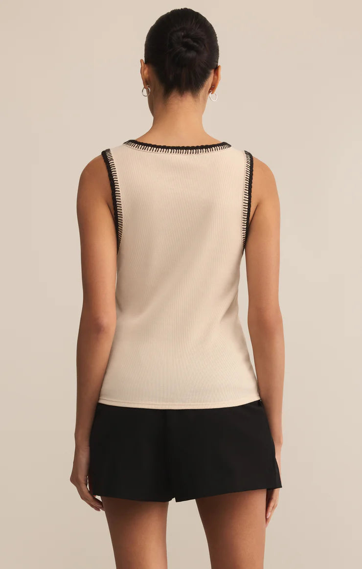 Social Whipstitch Tank in White