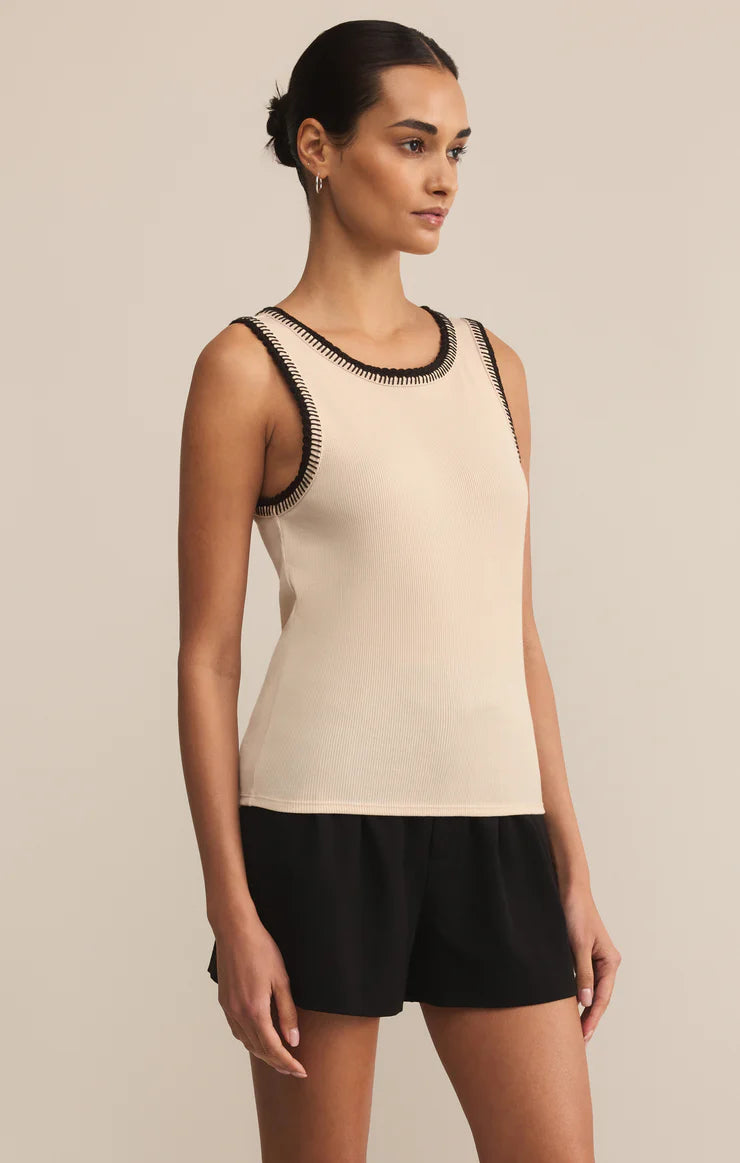 Social Whipstitch Tank in White