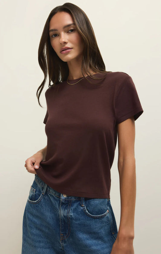 Tourist Knit Jersey Tee in Chocolate Cherry