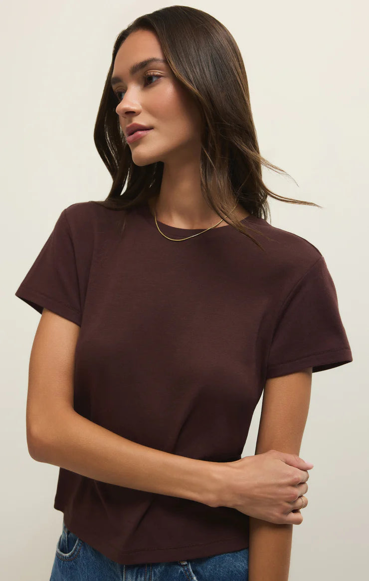 Tourist Knit Jersey Tee in Chocolate Cherry