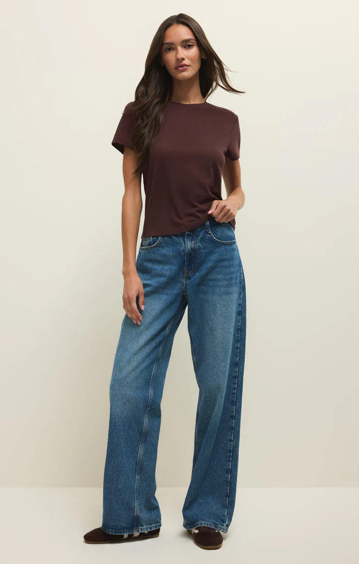 Tourist Knit Jersey Tee in Chocolate Cherry