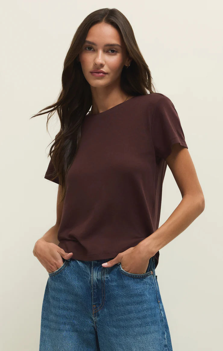 Tourist Knit Jersey Tee in Chocolate Cherry