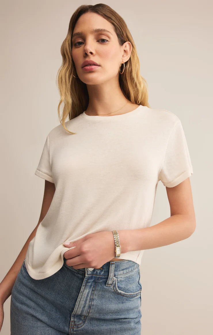 Tourist Knit Jersey Tee in Crystal