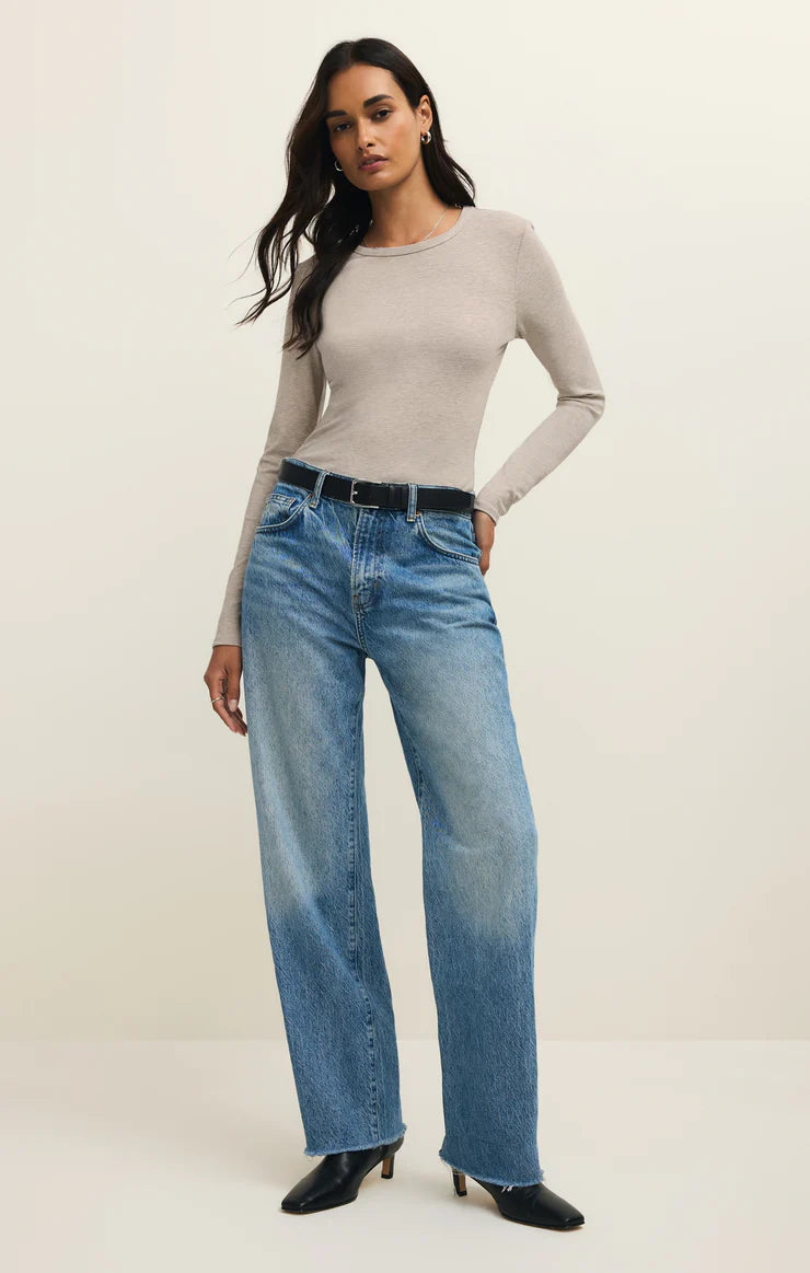 Natural Heather Second Skin Crew Long Sleeve