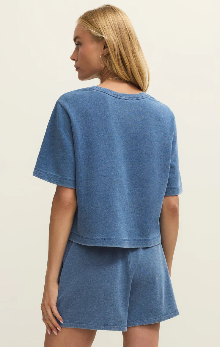 Curran Knit Denim Sweatshirt Calypso Blue Indigo
