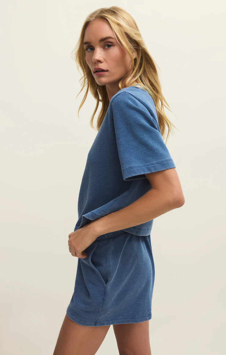 Curran Knit Denim Sweatshirt Calypso Blue Indigo
