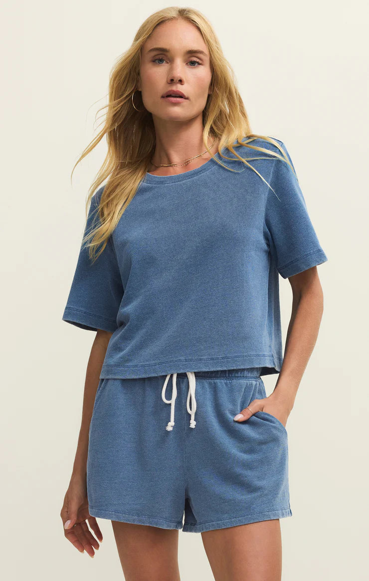 Curran Knit Denim Sweatshirt Calypso Blue Indigo