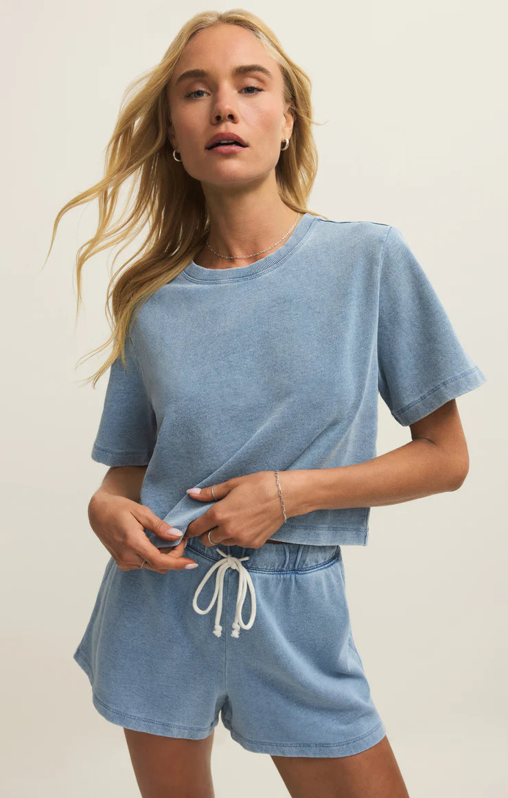 Curran Knit Denim Sweatshirt Tee