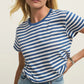Tourist Airy Striped Tee in Calypso Blue Indigo