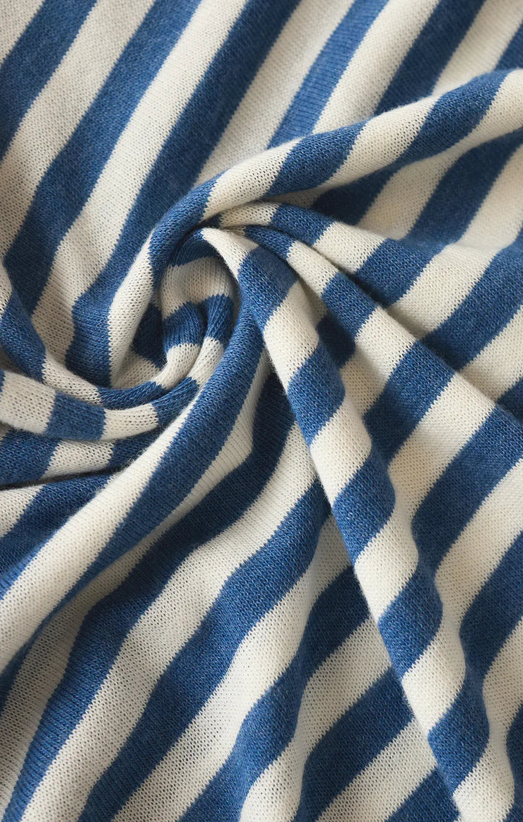 Tourist Airy Striped Tee in Calypso Blue Indigo