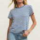 Tourist Airy Striped Tee in Calypso Blue Indigo