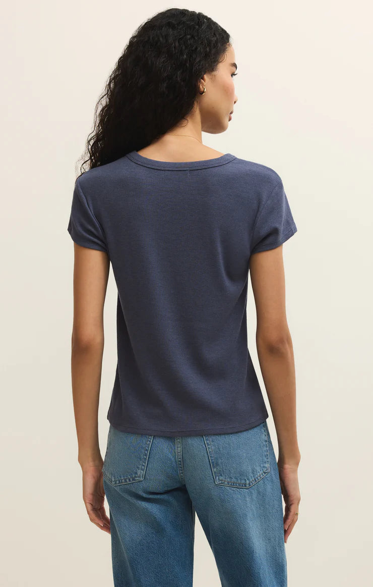 Renae Rib S/S Top in Indigo