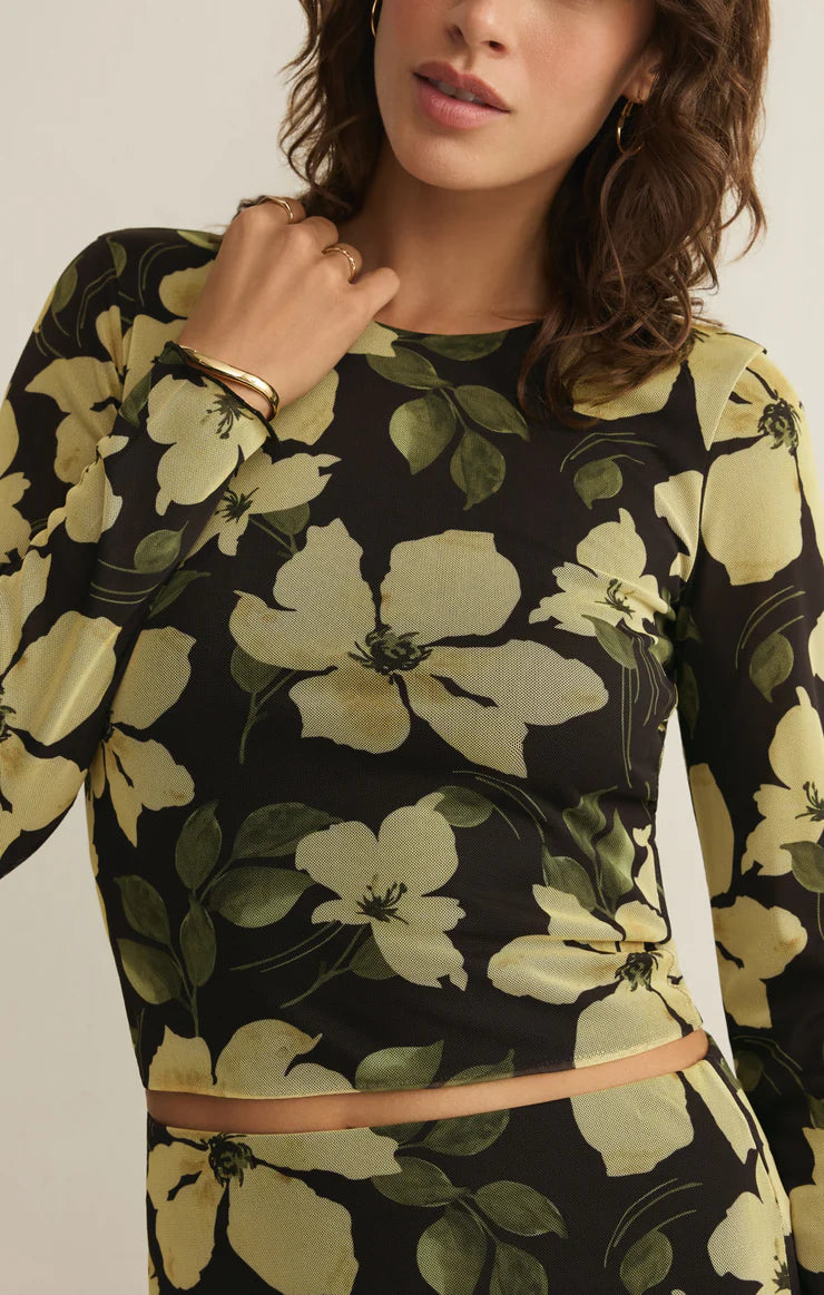 Taysha Ren Floral Mesh Top Sunnyside