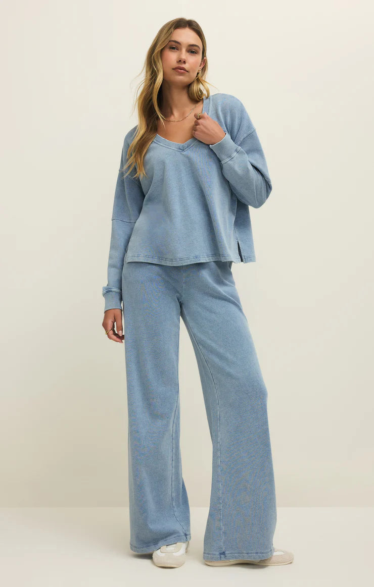 Delphine Knit Denim Sweatshirt