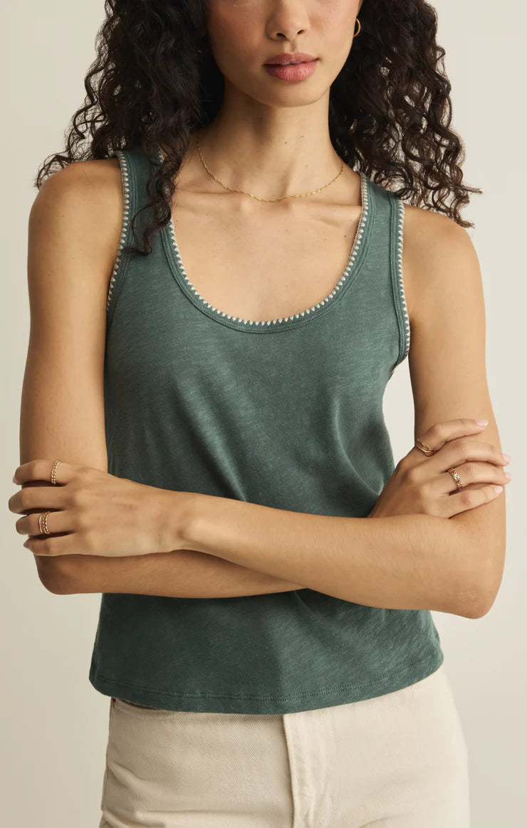 Julian Crochet Tank in Everglade